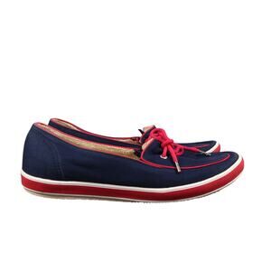 Grasshoppers Shoes Womens 8 Slip On Loafer Boat Deck Nautical Moc Blue Red Retro